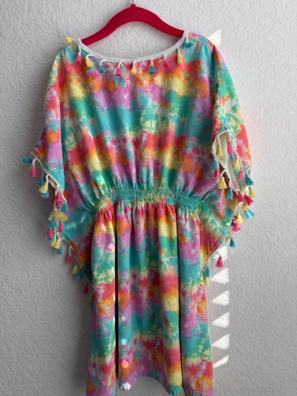 Betsey Johnson Kids Tie-Dye Turquoise Pink Yellow Swim Coverup